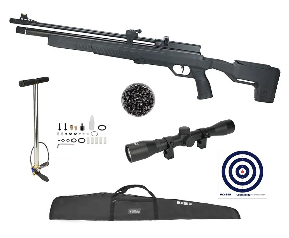 Carabina de Pressão PCP ICON 5,5 + Bomba + Capa + Chumbo + Luneta 4x32 + Alvos