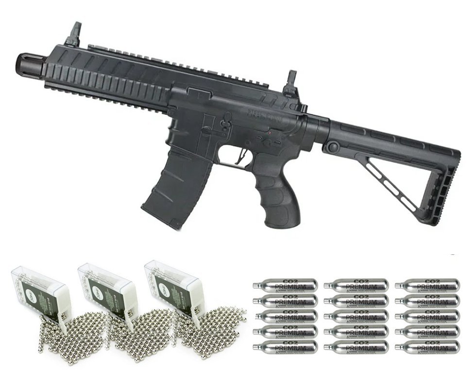 Rifle de Pressão CO2 HK HK416 Steel Strike 4.5 + Co2 + BBS