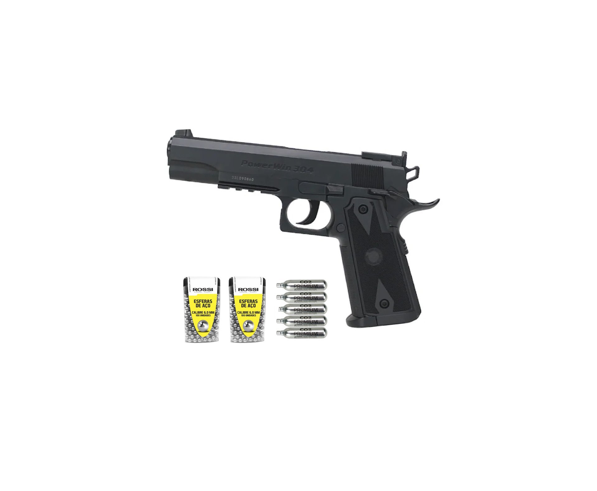 Pistola de Pressão CO2 1911 Tactical BBs Aço 6mm + Co2 + BBS
