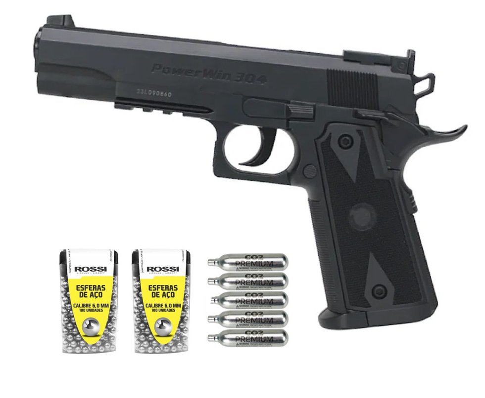 Pistola de Pressão CO2 1911 Tactical BBs Aço 6mm + Co2 + BBS