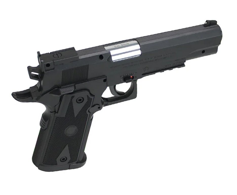 Pistola de Pressão CO2 1911 Tactical BBs Aço 6mm + Co2 + BBS + Alvos + Case + Óleo