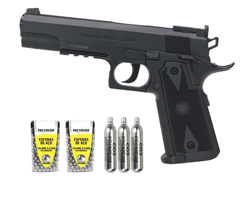Pistola de Pressão CO2 1911 Tactical BBs 6mm + CO2 + BBS