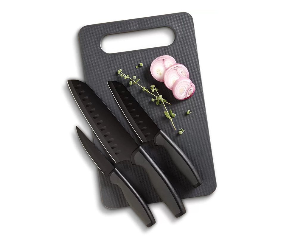 Jogo de Facas e Tábua 4 Peças Slice Craft Preto Oster