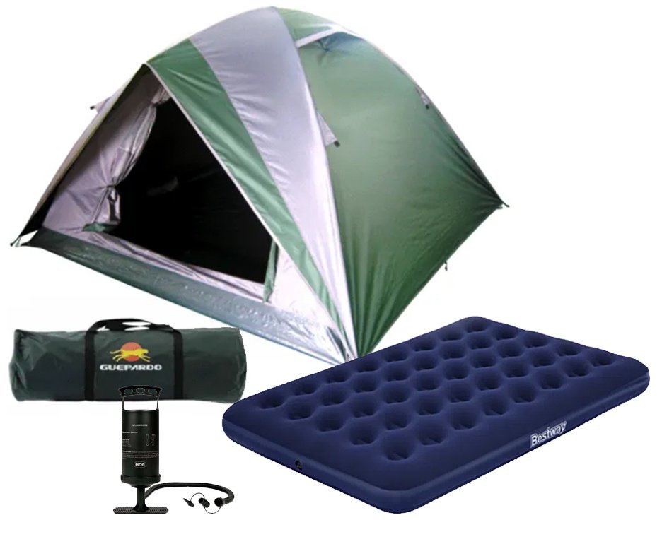 Barraca Guepardo News Vênus Ultra PRO 3 Pessoas 2500mm + Colchão de Casal + Bomba de Ar