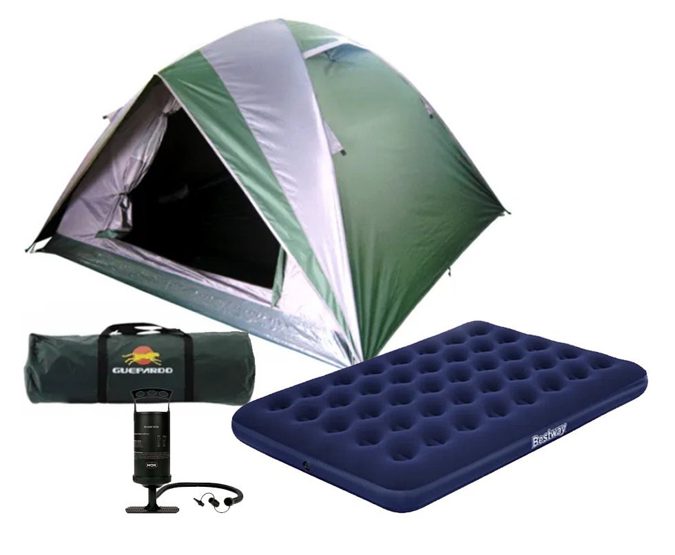 Barraca Guepardo News Vênus Ultra PRO 3 Pessoas 2500mm + Colchão de Casal + Bomba de Ar