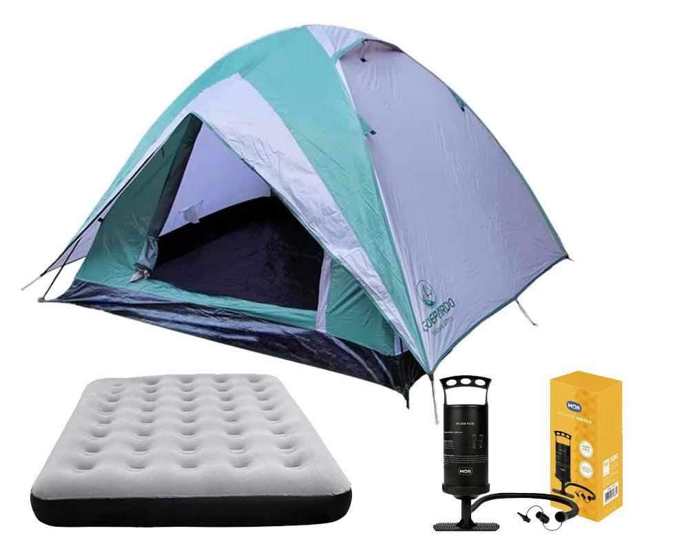 Barraca Guepardo News Vênus Ultra PRO 3 Pessoas 2500mm + Colchão de Casal + Bomba de Ar