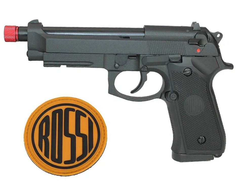 Pistola de Airsoft Gás GBB Beretta M92 com Blowback 6mm Rossi + Green Gas + BBs + Alvos