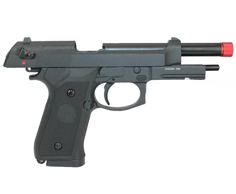 Pistola de Airsoft Gás GBB Beretta M92 com Blowback 6mm Rossi + Green Gas + BBs + Alvos