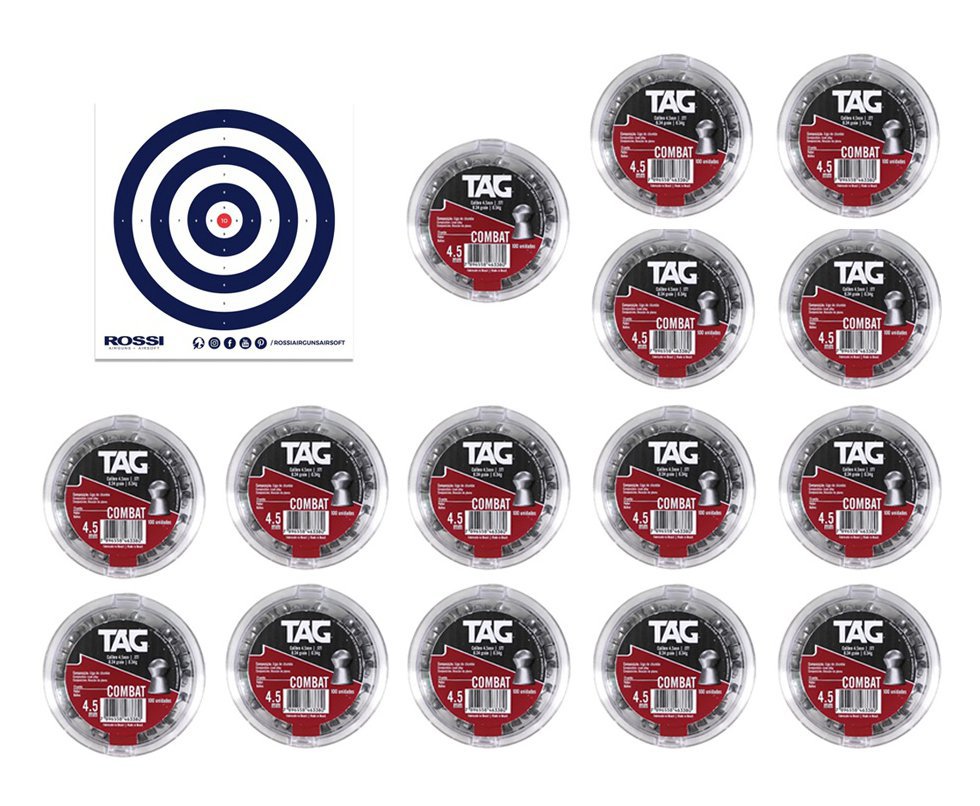 Kit 15 Cx Chumbinho Combat Cal 4,5mm - TAG + Alvos