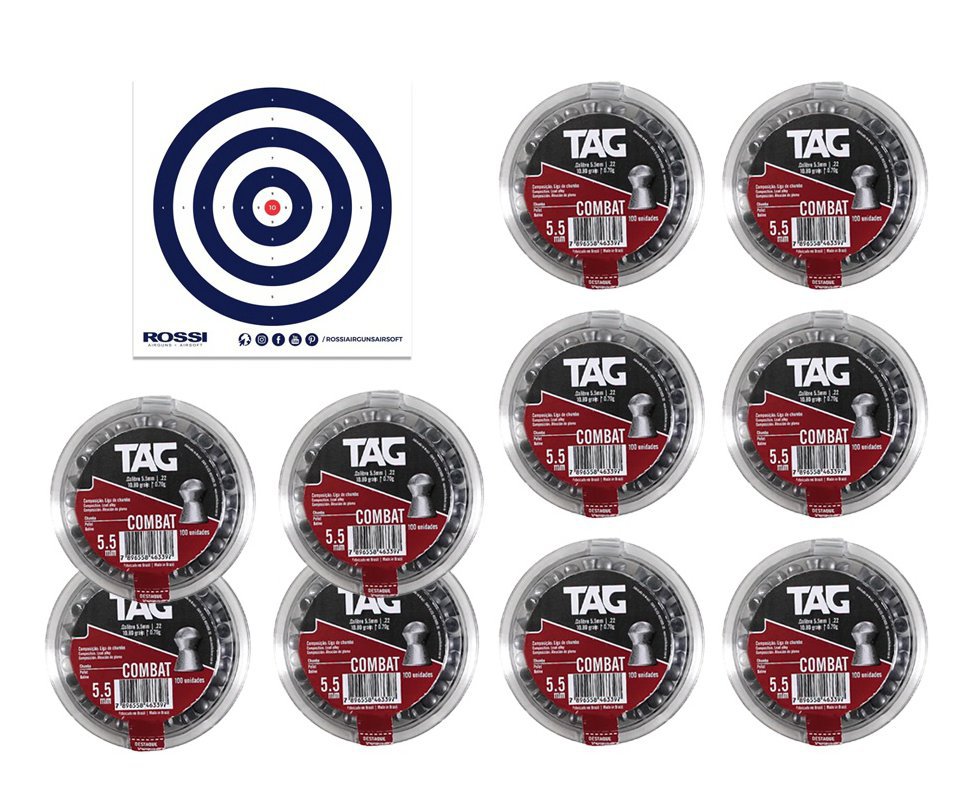 Kit 10 Cx Chumbinho Diabolo Combat Cal 5,5mm - TAG + Alvos