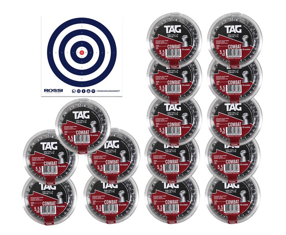 Kit 15 Cx Chumbinho Diabolo Combat Cal 5,5mm - TAG + Alvos