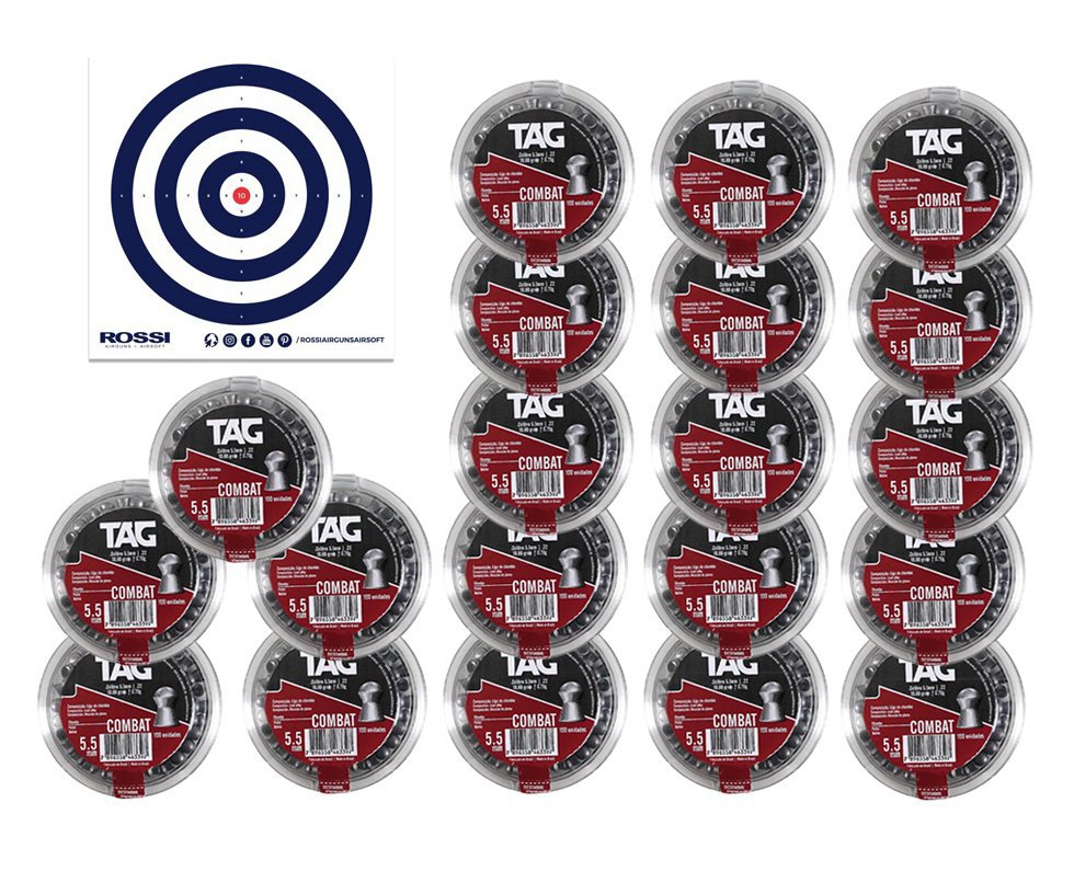 Kit 20 Cx Chumbinho Diabolo Combat Cal 5,5mm - TAG + Alvos