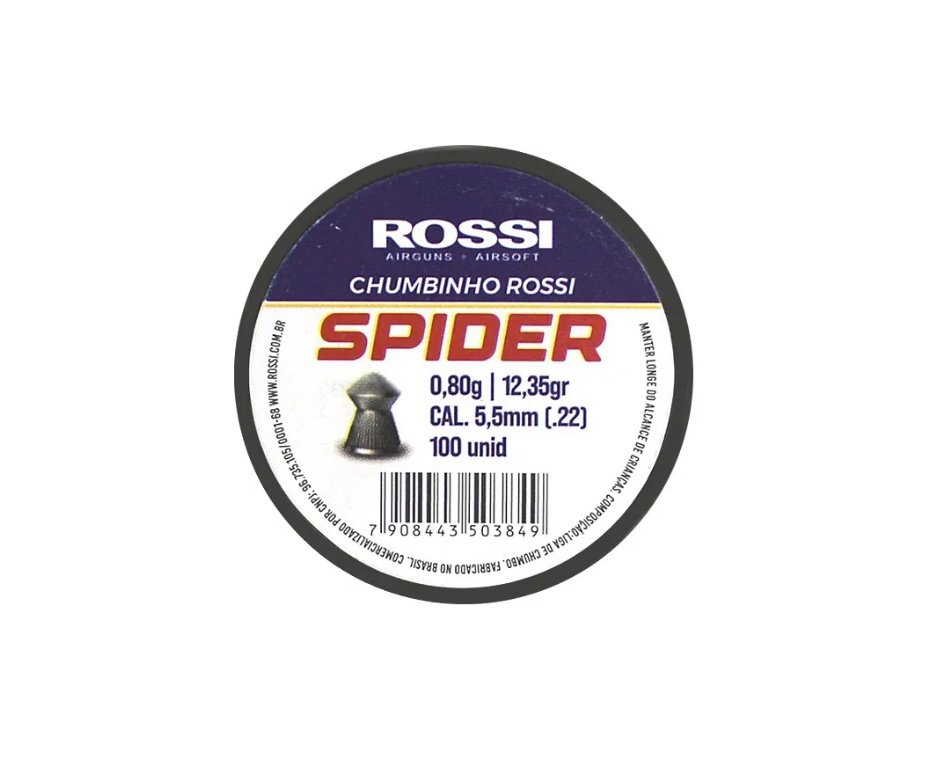 Kit 05 Cx Chumbinho Rossi Spider 5,5mm-100unds + Alvos