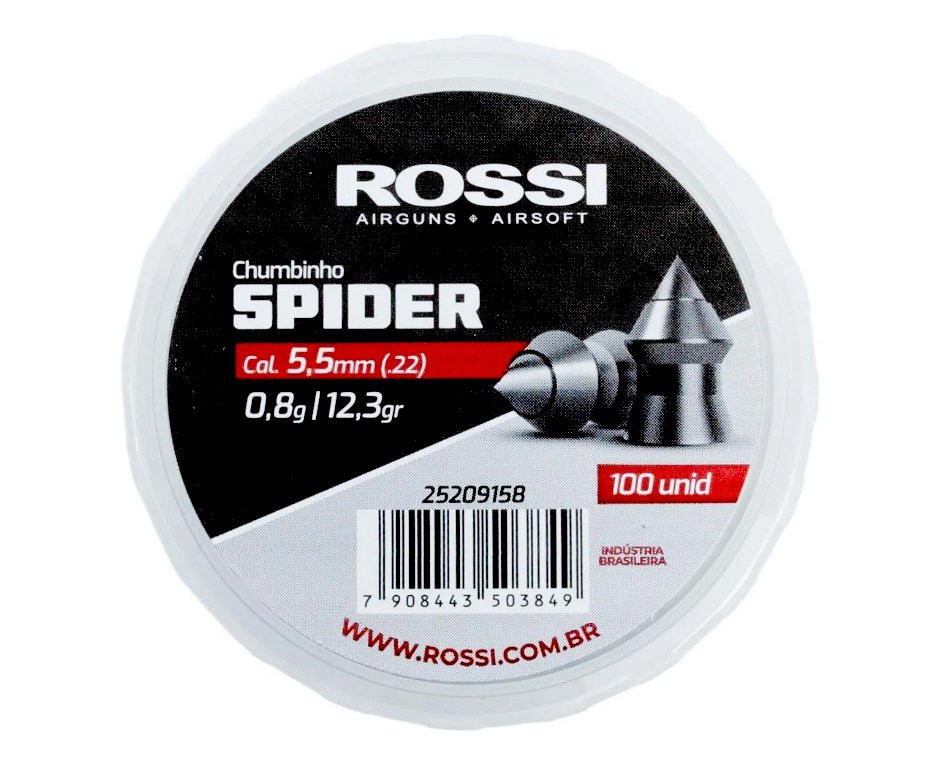 Kit 15 Cx Chumbinho Rossi Spider 5,5mm-100unds + Alvos