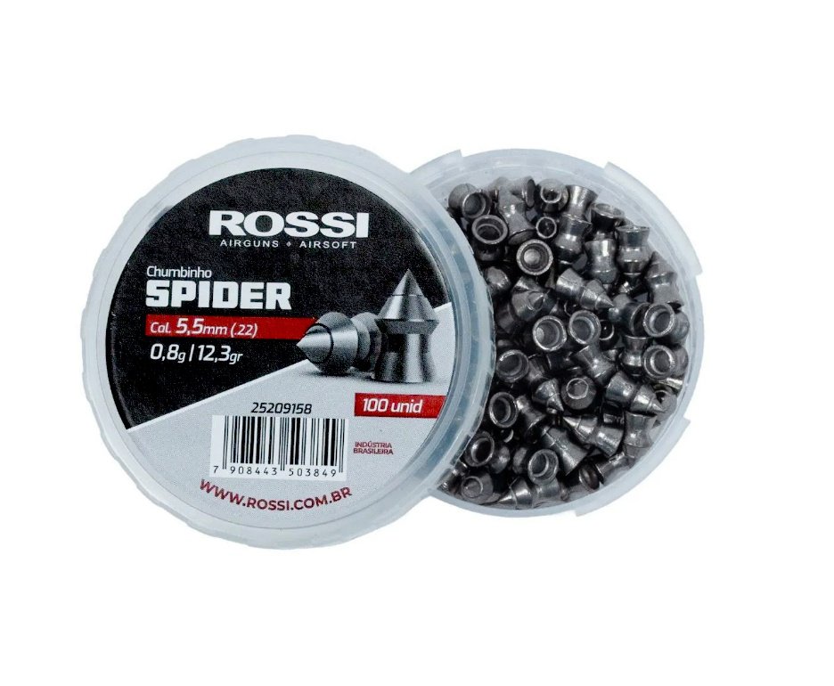 Kit 15 Cx Chumbinho Rossi Spider 5,5mm-100unds + Alvos