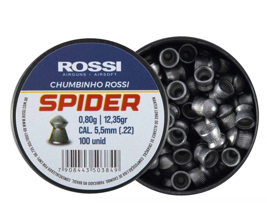 Kit 15 Cx Chumbinho Rossi Spider 5,5mm-100unds + Alvos