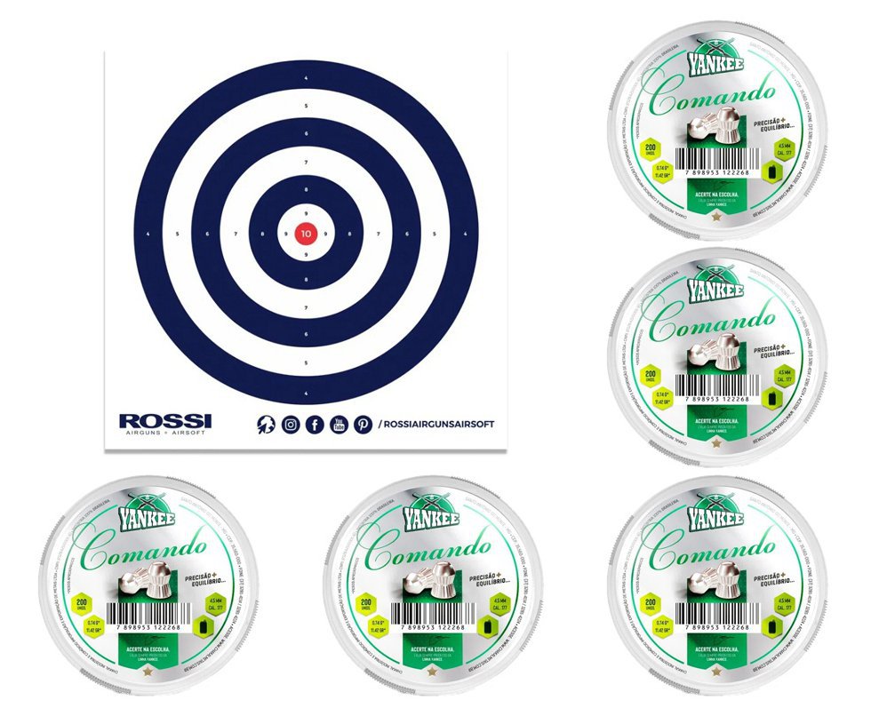 Kit 05 Cx Chumbinho De Pressão yankee Comando 4,5mm - 200 Unidades - Chakal +Alvos