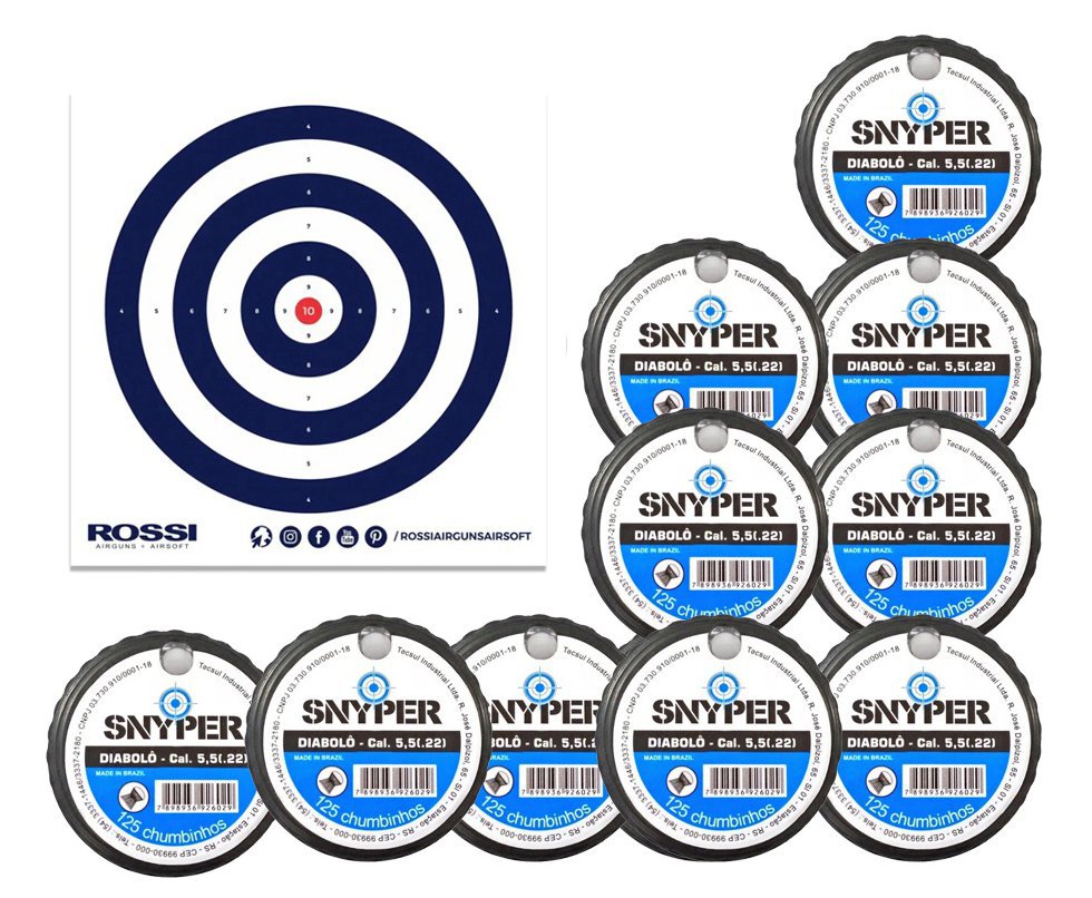 Kit 10 Cx Chumbinho Diabolo Snyper 5,5mm C/125uni + Alvos