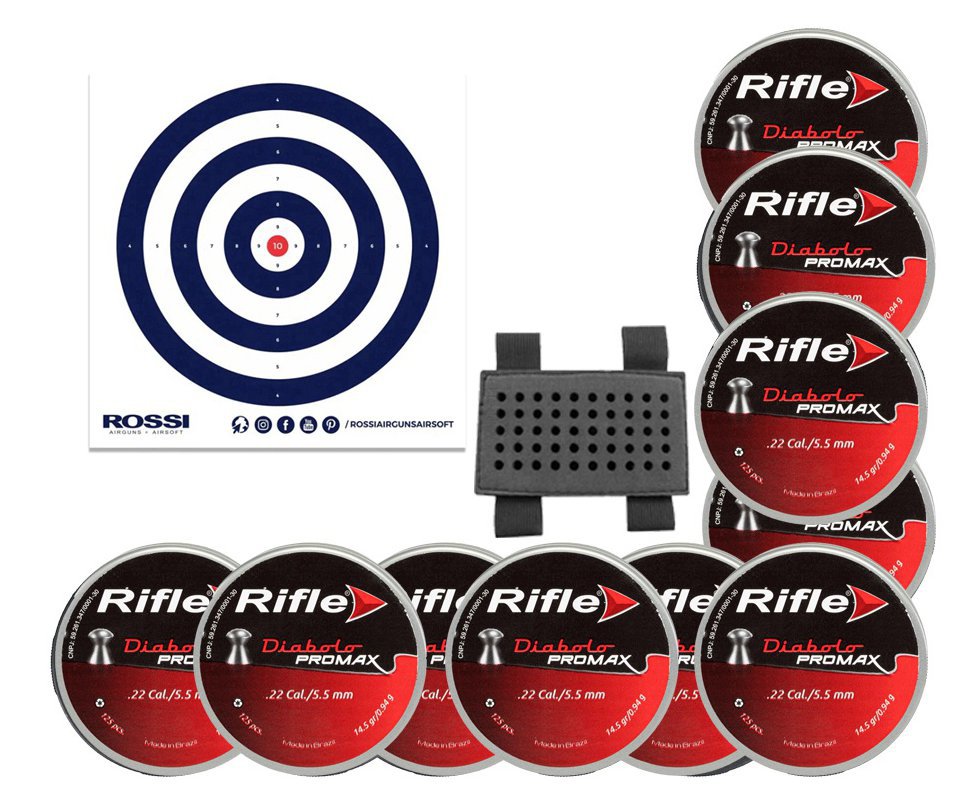 Kit 10 Cx Chumbinho Rifle Diabolo Promax 5,5mm Com 125 Und + Porta Chumbinho + Alvos