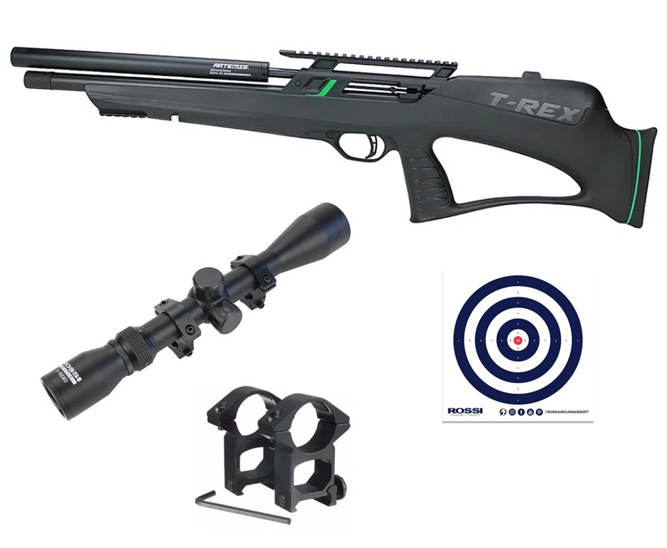 Carabina de Pressão PCP Artemis T-REX Bullpup 4.5 + Luneta 3-9x40 + Alvos