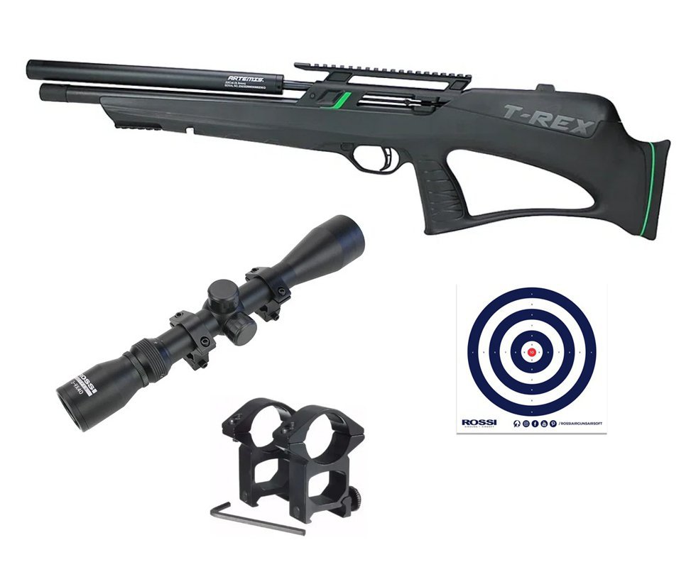 Carabina de Pressão PCP Artemis T-REX Bullpup 4,5 + Luneta 3-9x40 + Alvos
