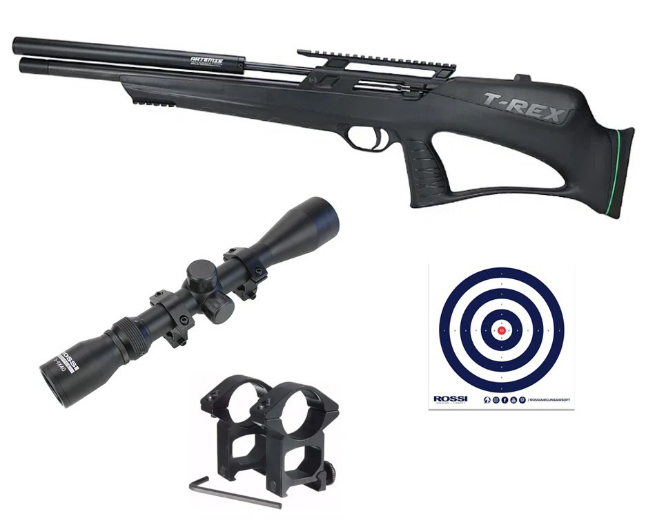 Carabina de Pressão PCP Artemis T-REX Bullpup 5,5 + Luneta 3-9x40 + Alvos