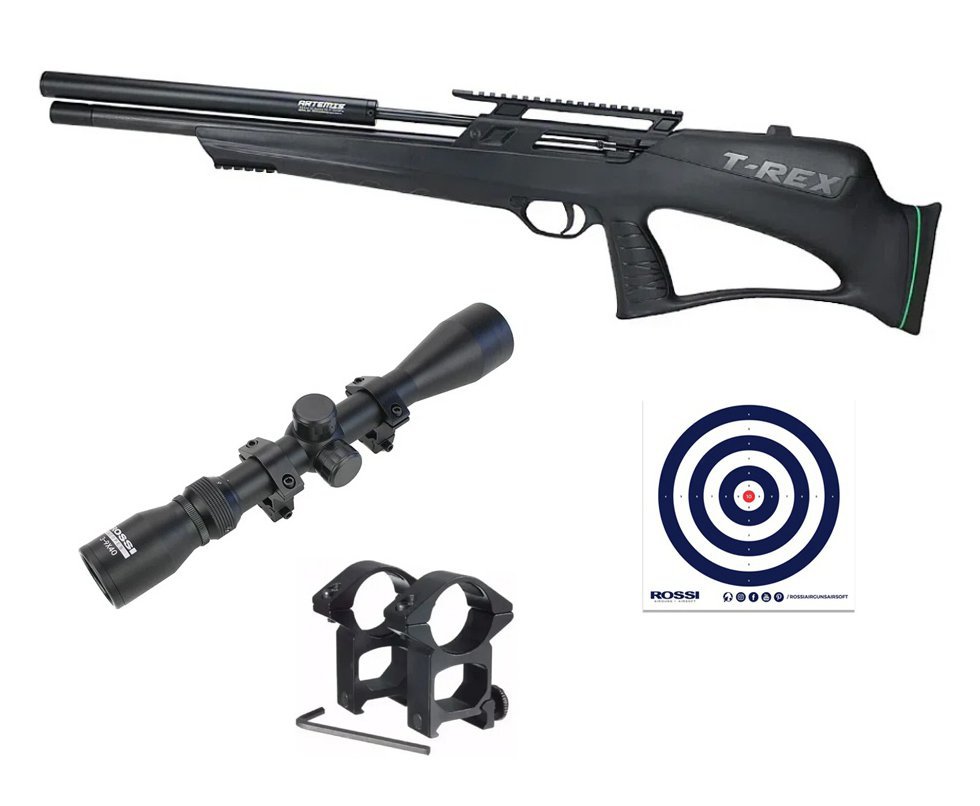 Carabina de Pressão PCP Artemis T-REX Bullpup 5,5 + Luneta 3-9x40 + Alvos