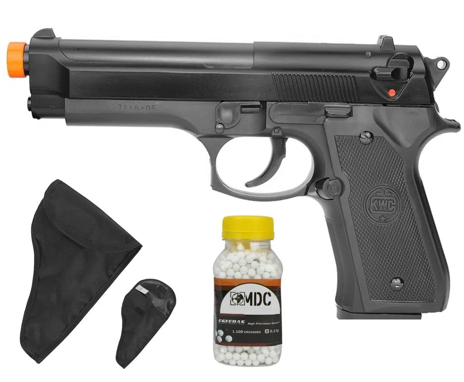 Pistola De Airsoft Beretta M92 Spring Cal 6.0 + BBS + Coldre / Capa