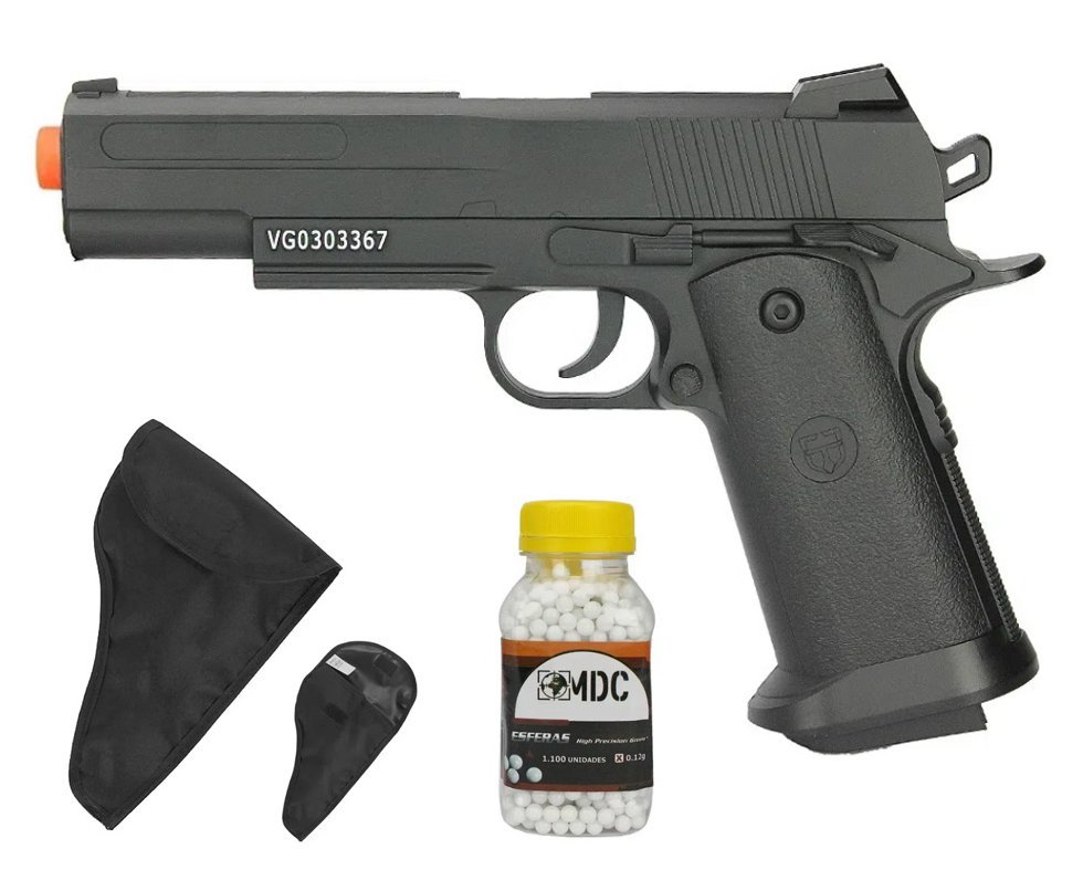 Pistola De Airsoft Vigor Spring Vg 1911 V18 Full Metal + BBS + Coldre / Capa