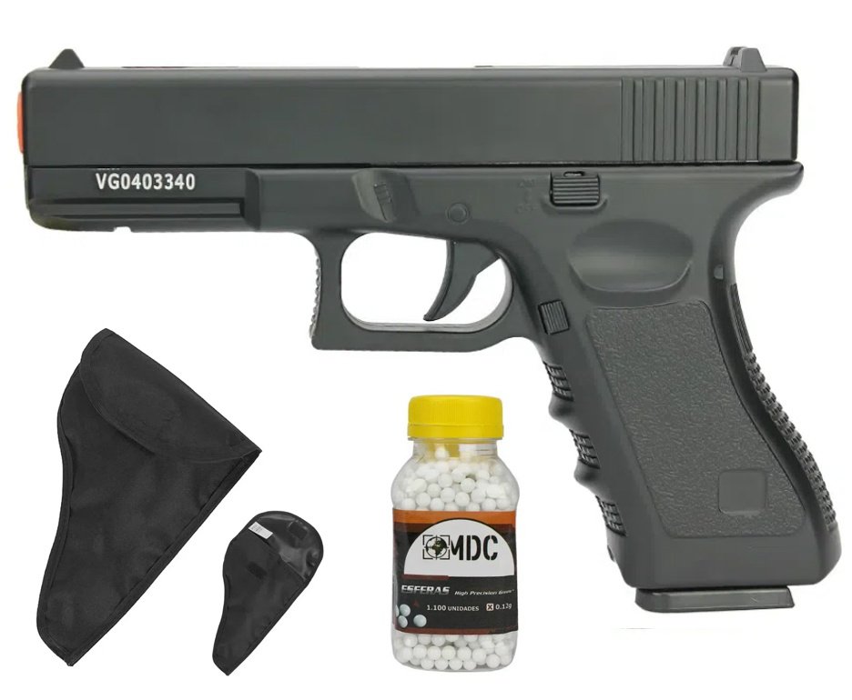 Pistola De Airsoft Full Metal Glock Vg Gk-v20 Spring + BBS + Coldre / Capa