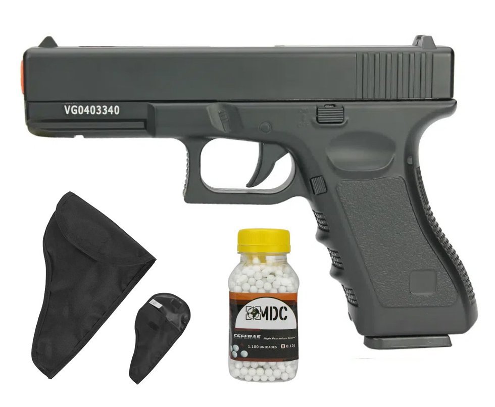 Pistola De Airsoft Full Metal Glock Vg Gk-v20 Spring + BBS + Coldre / Capa