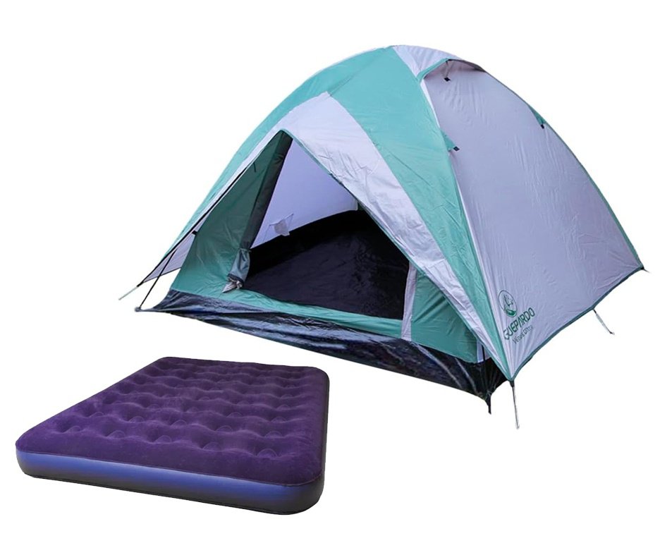 Barraca Guepardo News Venus Ultra PRO 4 Pessoas 2500mm Coluna D Agua - VD/CZ + Colchão Inflável Casal