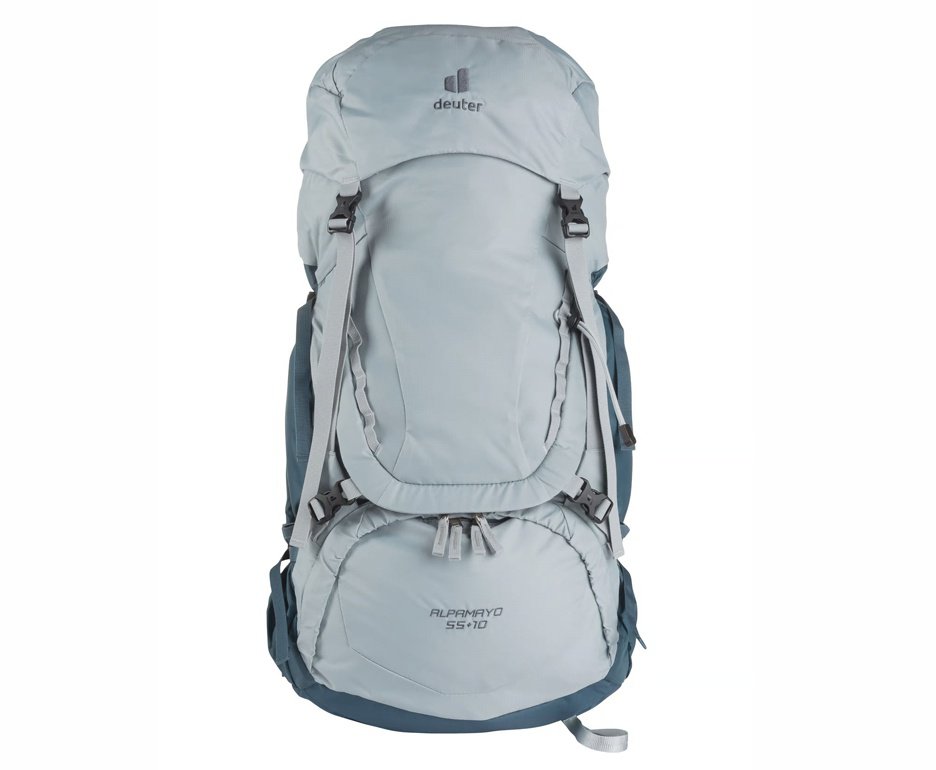 Mochila Alpamayo 55+10L Cinza/Azul Trekking, Trilha, Carga - Deuter