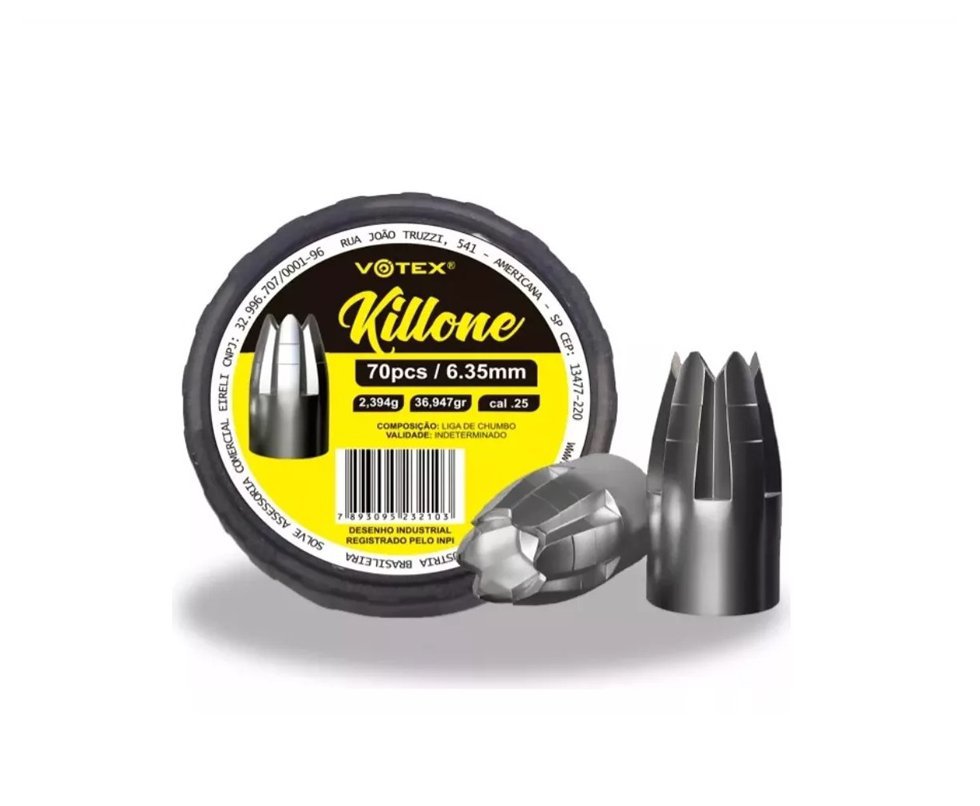 Chumbinho Votex Killone 6,35mm 2,394g 70pcs/post.