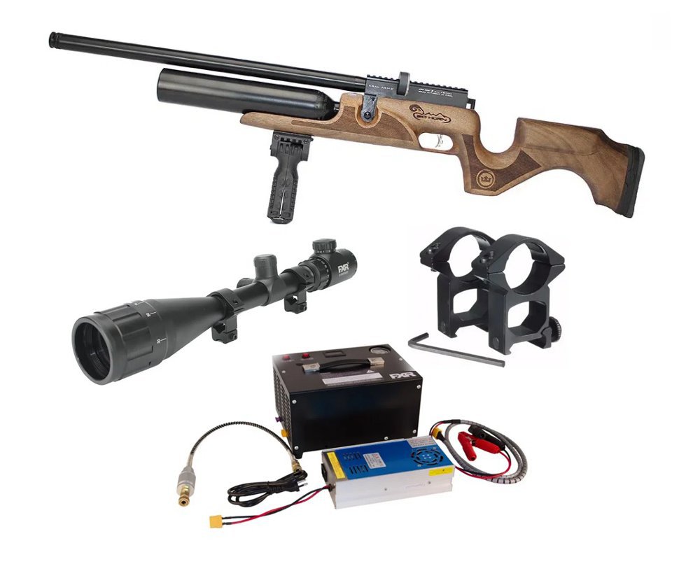 Carabina PCP Kral Puncher Bighorn 12 Tiros 5.5 + Compressor PTT + Luneta 6-24x50