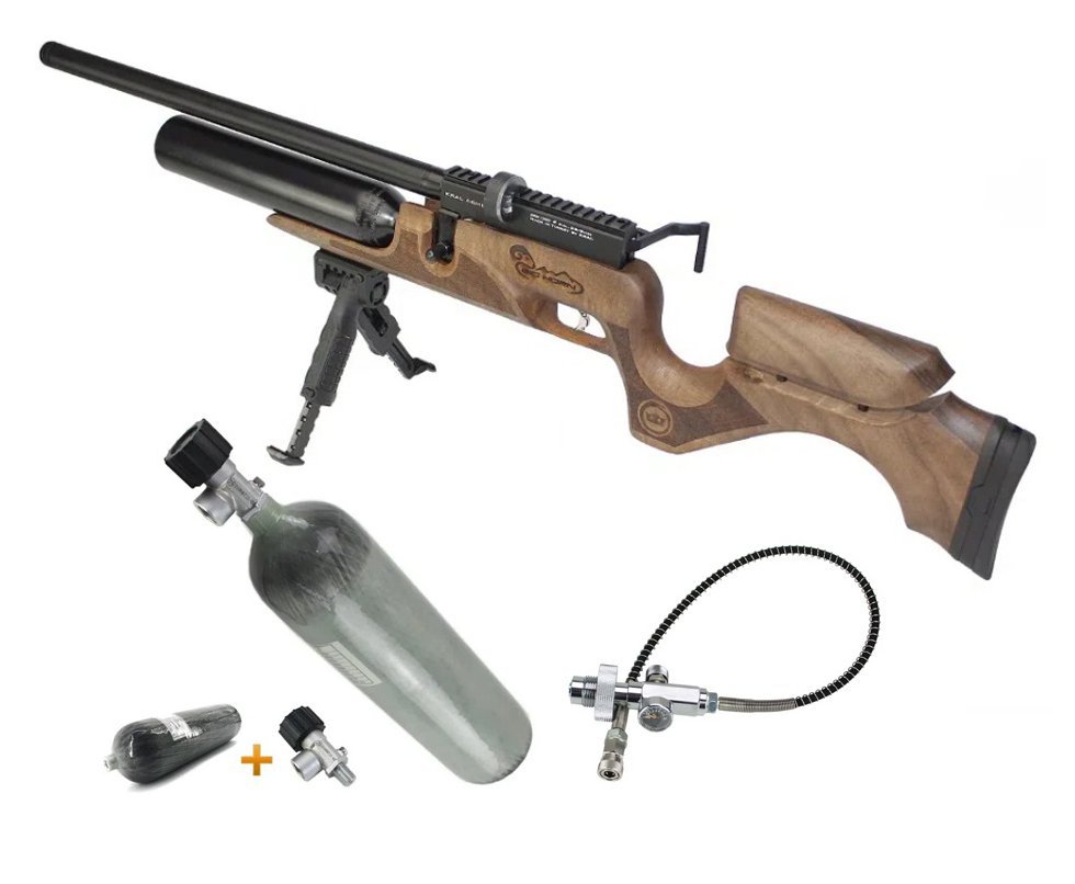 Carabina PCP Kral Puncher Bighorn 12 Tiros 5,5 + Scuba de 6,8 L + Estação de Recarga