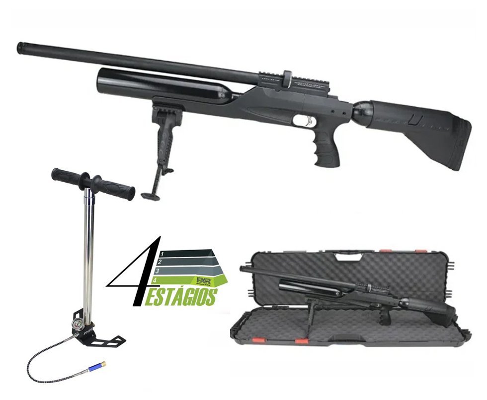 Carabina Pressão PCP Puncher Bigmax X Black 5.5 + Bomba 4 Estágios