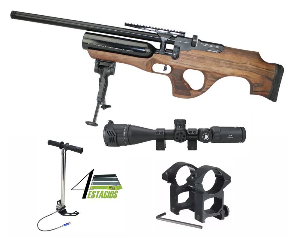 Carabina PCP Kral Ekinoks Semi Auto 5.5 + Bomba 4 Estágios  + Luneta 4-16×42