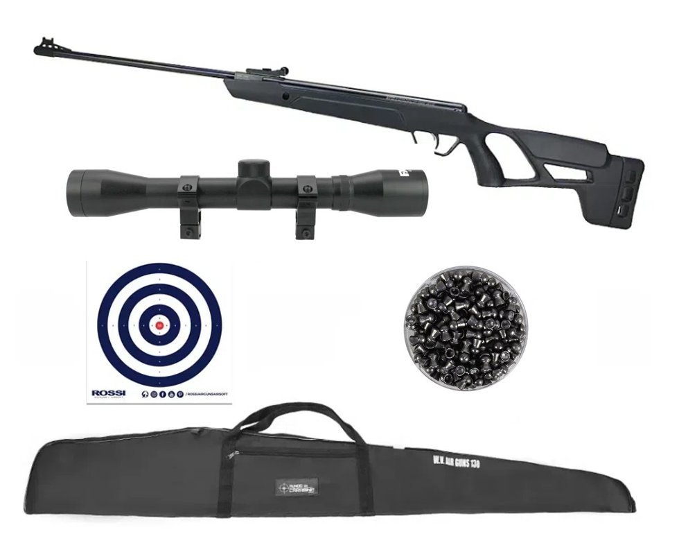 Carabina Pressão Vital Shot Nitro Piston 5,5 + Capa + Luneta 4x32 mount unico+ Chumbo + Alvos