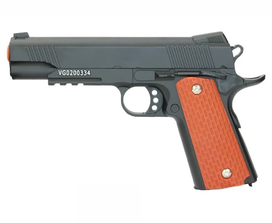 Pistola De Airsoft Vg 1911 V13 Full Metal Spring 6mm + BBs + Alvos