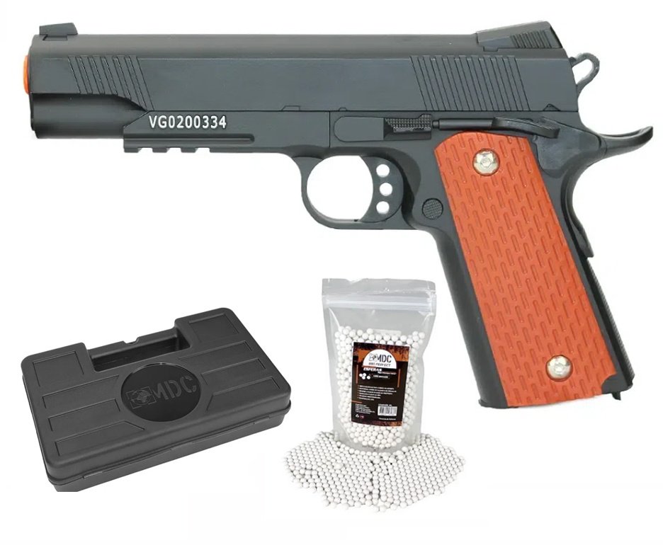 Pistola De Airsoft Vg 1911 V13 Full Metal Spring 6mm + BBs + Case