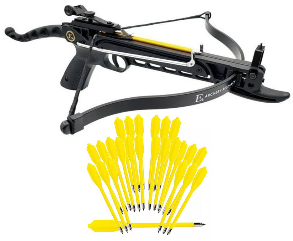 Besta / Balestra 80 libras Cobra Black Polímero - EK Archery + Kit 12 Setas de Plastico - 6,5"