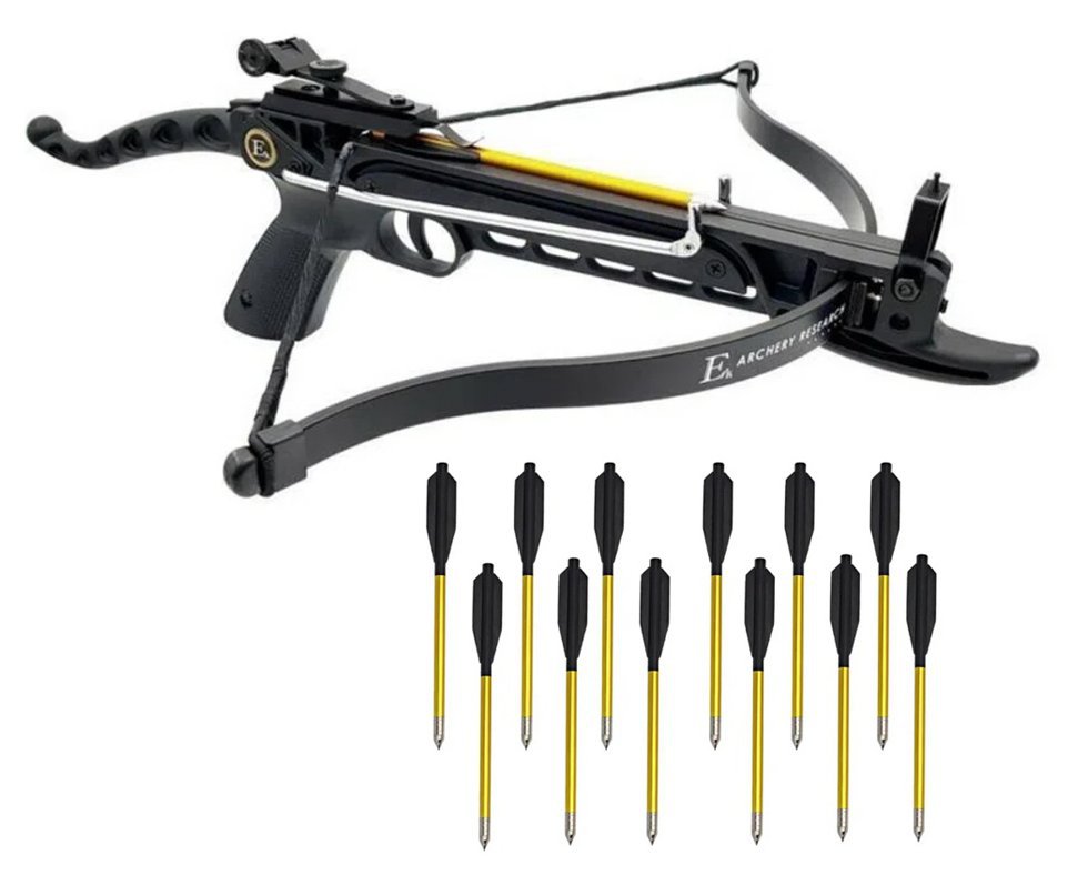 Besta / Balestra 80 libras Cobra Black Deluxe - EK Archery + Kit 12 Setas De Alumínio - 6,5"
