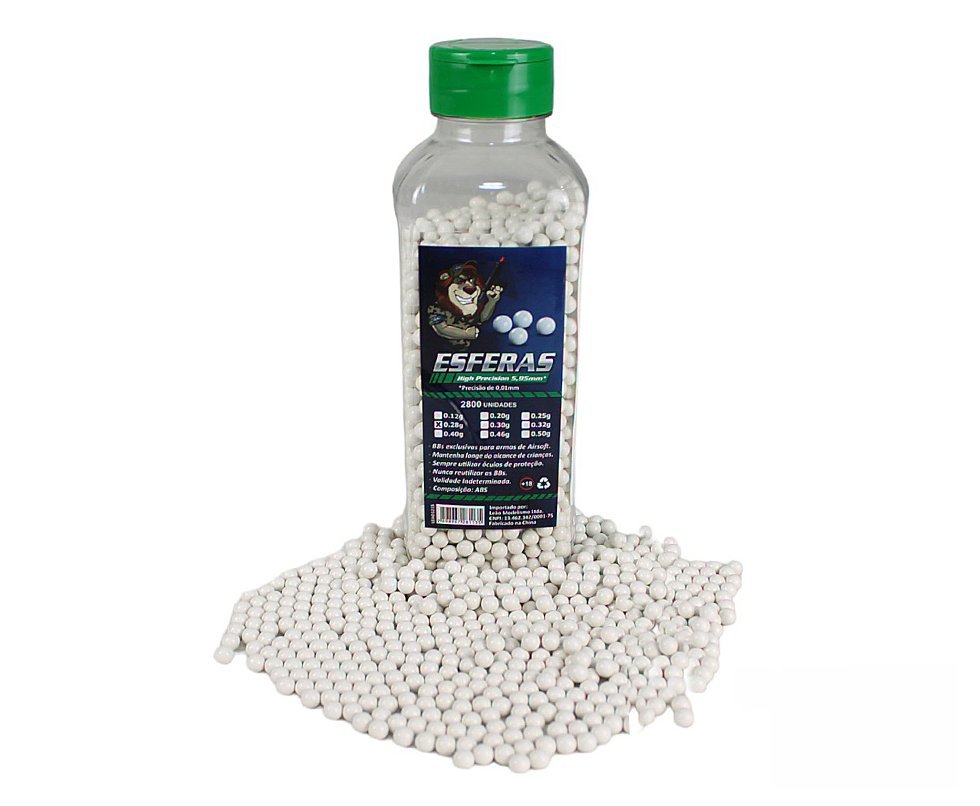 Esfera Munição BBS Premium para Airsoft 0,28g 6,0mm 2800und Leão