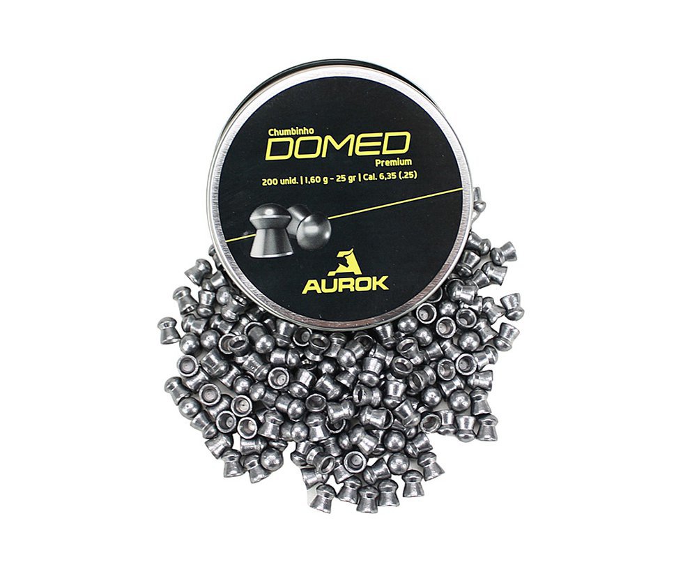 Chumbinho Aurok Premium Domed 6,35mm precisão 200 unid
