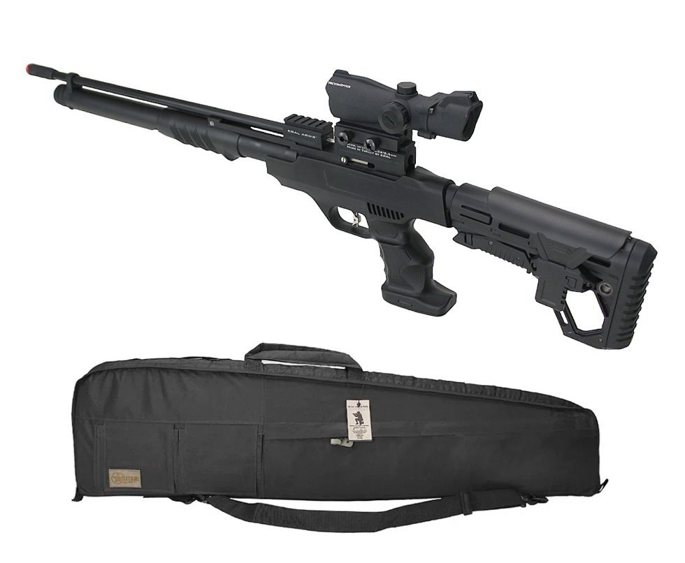 Carabina PCP Puncher Rambo S. Black 5,5 + Case Premium+ Red Dot Tático 2x42