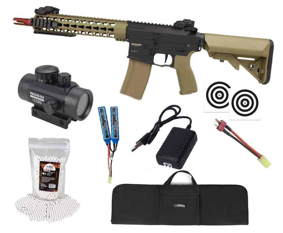 Rifle Airsoft AR15 Neptune 10" Short TAN ET Keymod + Capa + BBS + Red Dot