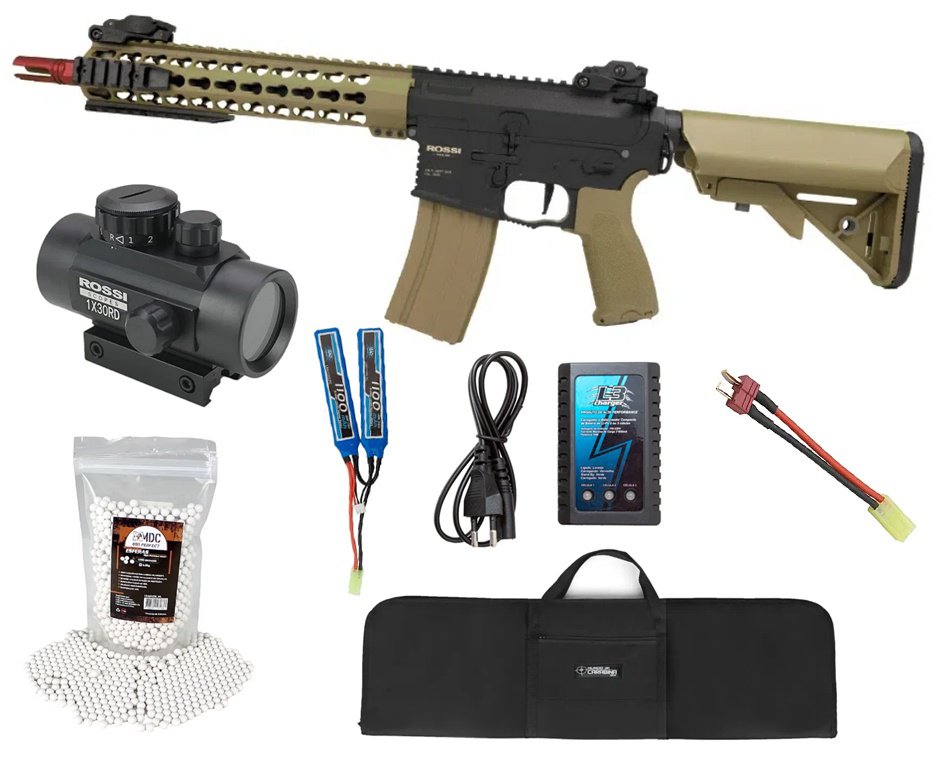 Rifle Airsoft AR15 Neptune 10" Short TAN ET Keymod + Capa + BBS + Red Dot