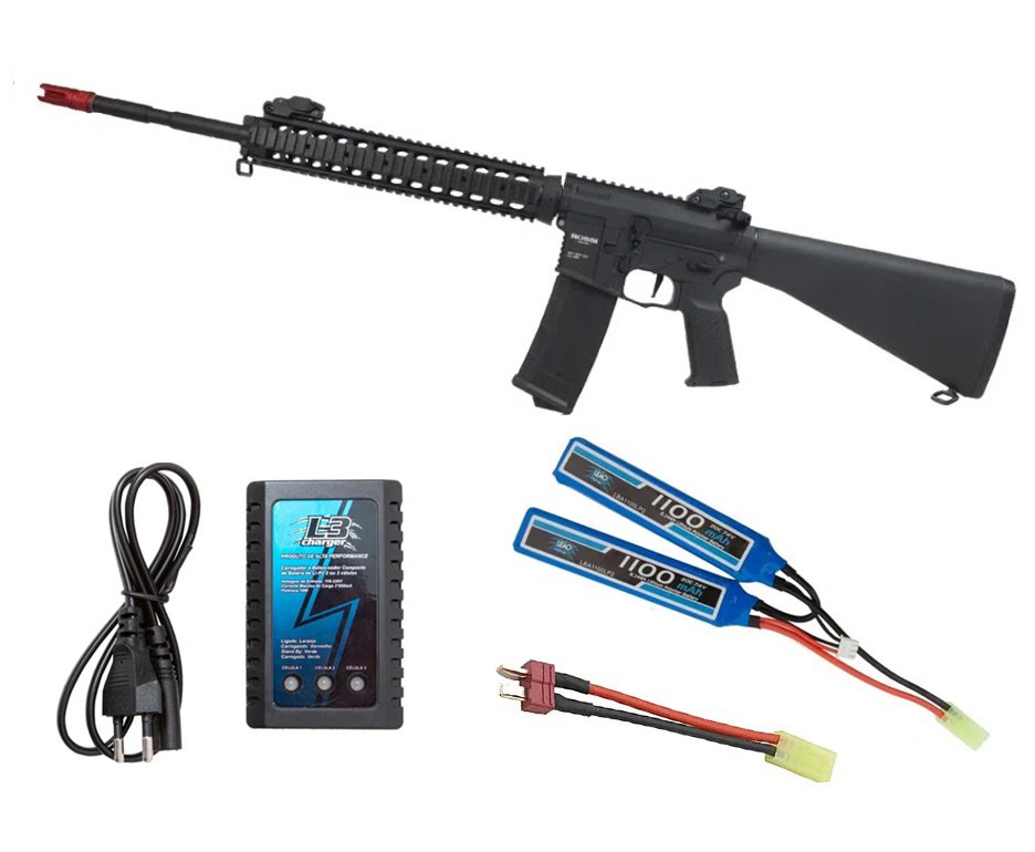 Rifle Airsoft AR15 10” DMR PLUS + Carregador + Bateria