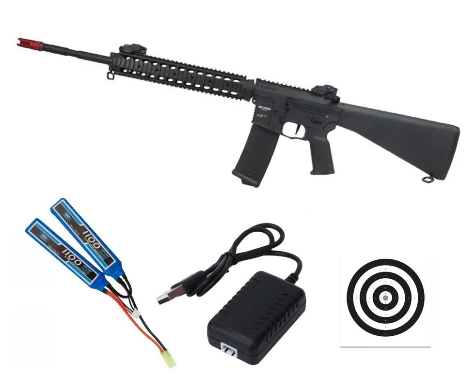 Rifle Airsoft AR15 10” DMR PLUS + Carregador + Bateria